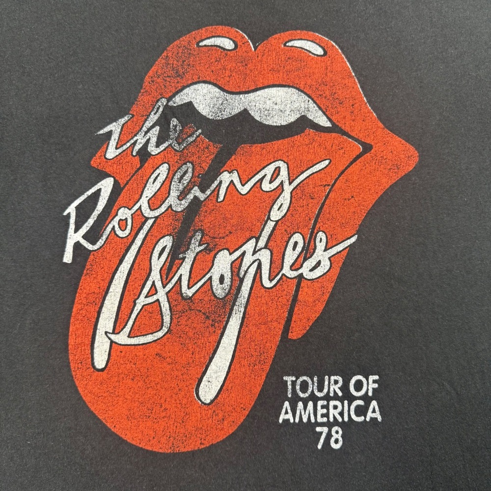 Rolling Stones Tour of America 78 Graphic Tee Black Boxy Cropped Shirt Medium - Picture 2 of 7